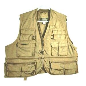 NWOT Gander Mountain Vest Men's XL Olive Green Fly Fishing Zip 14 Pocket Boating
